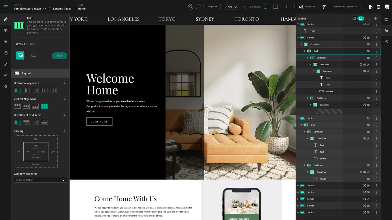 Erstellung von Websites Landing Pages und Webshop-Inhalten mit dem JUNE Editor hier ein Beispiel