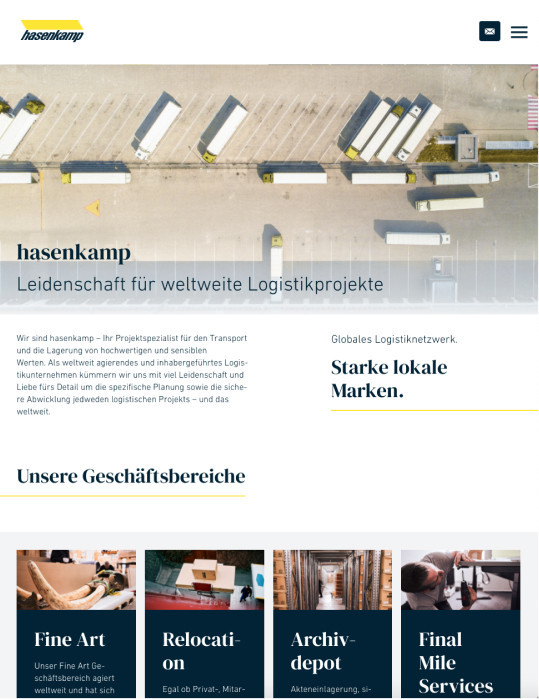 Hasenkamp Client de JUNE Online Marketing Cloud Page d'accueil du site web