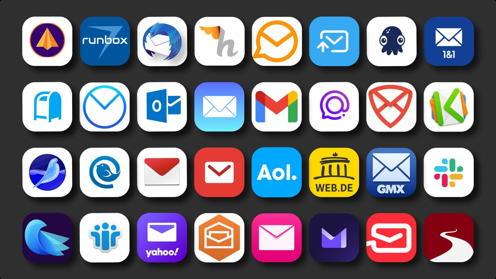 email marketing planen und versenden 50 mail clients juneapp june marketing online cloud dark theme gmx outlook runbox thunderbird apple mail teams microsoft yahoo web.de aol google mail