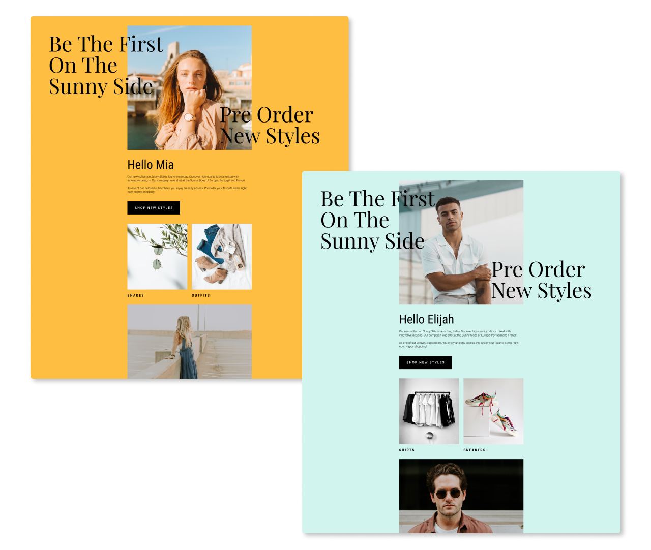 Segmentation de la clientèle Email marketing Exemple de boutique de mode par sexe JUNE App Campagnes personnalisées