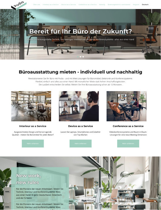 Podia Office Equipment Client de JUNE Online Marketing Cloud pour les sites web et les landing pages