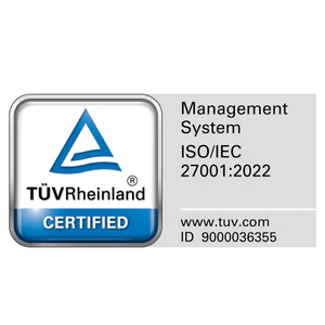 Zertifikat f&uuml;r Managementsystem nach ISO/IEC 27001