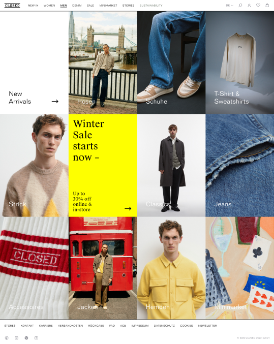 Closed Client de JUNE Online Marketing Cloud pour les sites web et les landing pages et la page d'accueil Vêtements de mode et nouveautés pour hommes